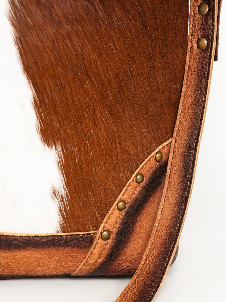 Hair-On Cowhide Tote Bag With Full-Grain Leather And Crossbody Strap Texas Handmade
