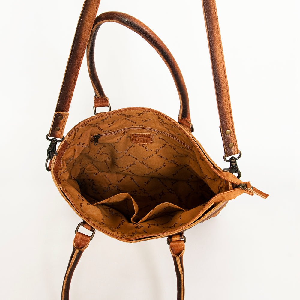 Hair-On Cowhide Tote Bag With Full-Grain Leather And Crossbody Strap Texas Handmade