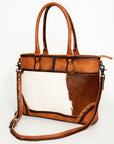 Hair-On Cowhide Tote Bag With Full-Grain Leather And Crossbody Strap Texas Handmade