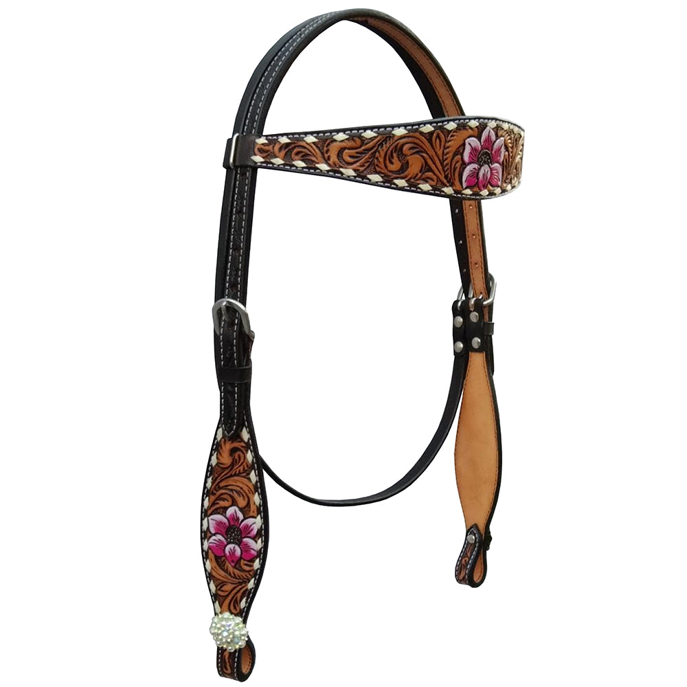 HILASON W. H. Floral Concho Headstall Breast Collar American Leather