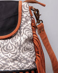 OHLAY KB463 Cross Body Upcycled Canvas Genuine Leather women bag western handbag purse
