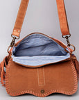OHLAY KB465 Cross Body Upcycled Canvas Hair-On Genuine Leather women bag western handbag purse