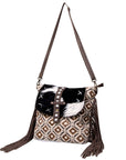 OHLAY KB468 Cross Body Upcycled Wool Upcycled Canvas Hair-On Genuine Leather women bag western handbag purse