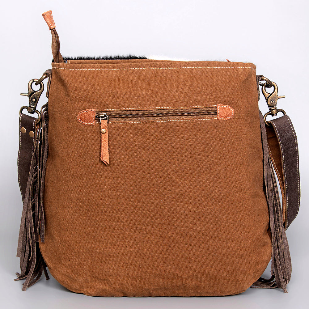 OHLAY KB471 Cross Body Upcycled Wool Upcycled Canvas Embossed Hair-On Genuine Leather women bag western handbag purse