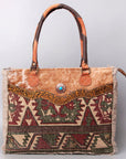 OHLAY KB472 TOTE Upcycled Wool Upcycled Canvas Embossed Hair-on Genuine Leather women bag western handbag purse