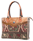 OHLAY KB472 TOTE Upcycled Wool Upcycled Canvas Embossed Hair-on Genuine Leather women bag western handbag purse