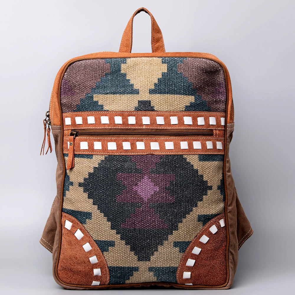 OHLAY KB478 Backpack Upcycled Wool Upcycled Canvas Genuine Leather women bag western handbag purse