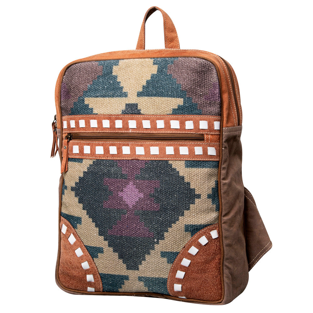 OHLAY KB478 Backpack Upcycled Wool Upcycled Canvas Genuine Leather women bag western handbag purse