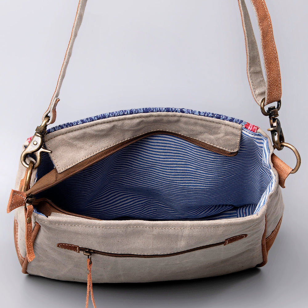 OHLAY KB480 Cross Body Upcycled Wool Upcycled Canvas Hair-On Genuine Leather women bag western handbag purse