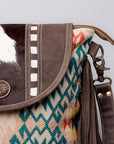 OHLAY KB482 Cross Body Upcycled Wool Upcycled Canvas Hair-On Genuine Leather women bag western handbag purse