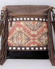 OHLAY KB489 Cross Body Upcycled Wool Upcycled Canvas Hair-On Genuine Leather women bag western handbag purse