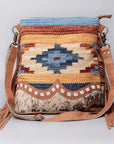OHLAY KB490 Cross Body Upcycled Wool Upcycled Canvas Hair-On Genuine Leather women bag western handbag purse