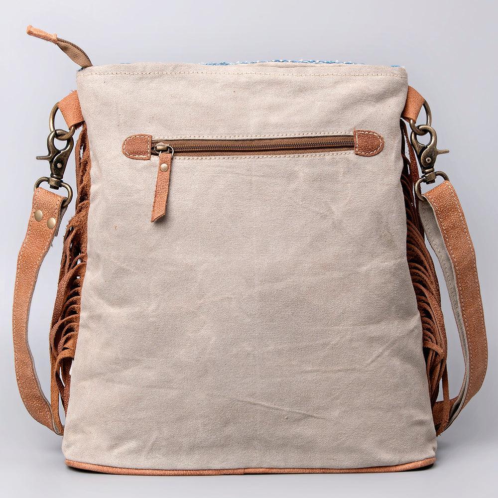 OHLAY KB490 Cross Body Upcycled Wool Upcycled Canvas Hair-On Genuine Leather women bag western handbag purse