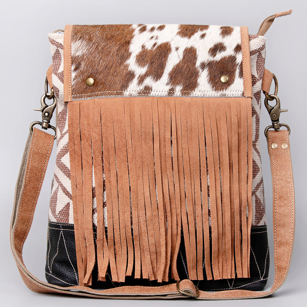 OHLAY KB495 Cross Body Upcycled Wool Upcycled Canvas Hair-On Genuine Leather women bag western handbag purse