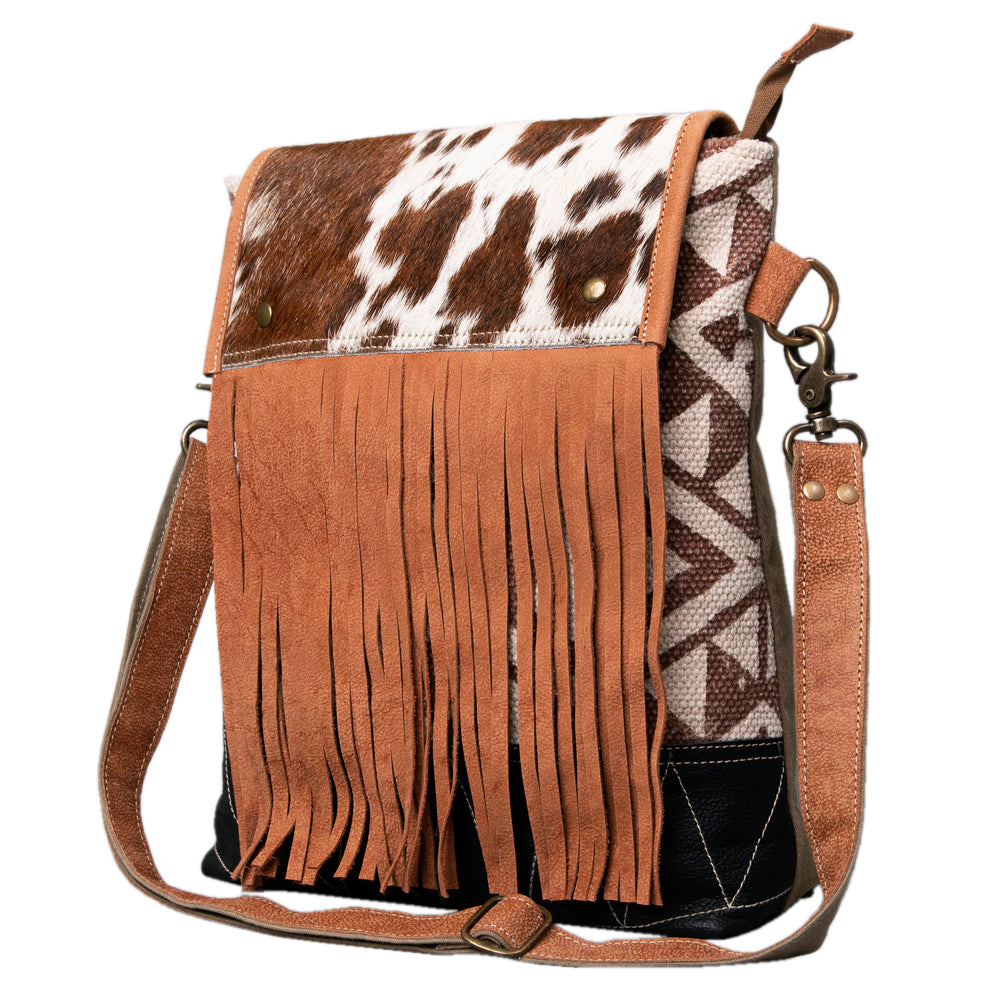 OHLAY KB495 Cross Body Upcycled Wool Upcycled Canvas Hair-On Genuine Leather women bag western handbag purse