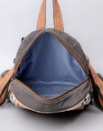 OHLAY KB500 Backpack Upcycled Canvas Genuine Leather women bag western handbag purse