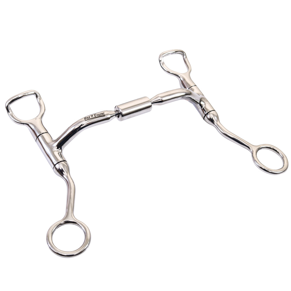 Bar H Equine Small Port Shank Bit W/ Roller Bit Stainless Steel