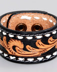 American Darling ADBRF202 Hand tooled carved Genuine Leather Bracelet women