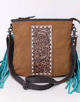 OHLAY LARGE CROSSBODY Hand Tooled Embossed  Genuine Leather women bag western handbag purse