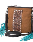 OHLAY LARGE CROSSBODY Hand Tooled Embossed  Genuine Leather women bag western handbag purse
