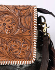 OHLAY KBK129 Cross Body Hand Tooled Hair-On Genuine Leather women bag western Handbag purse