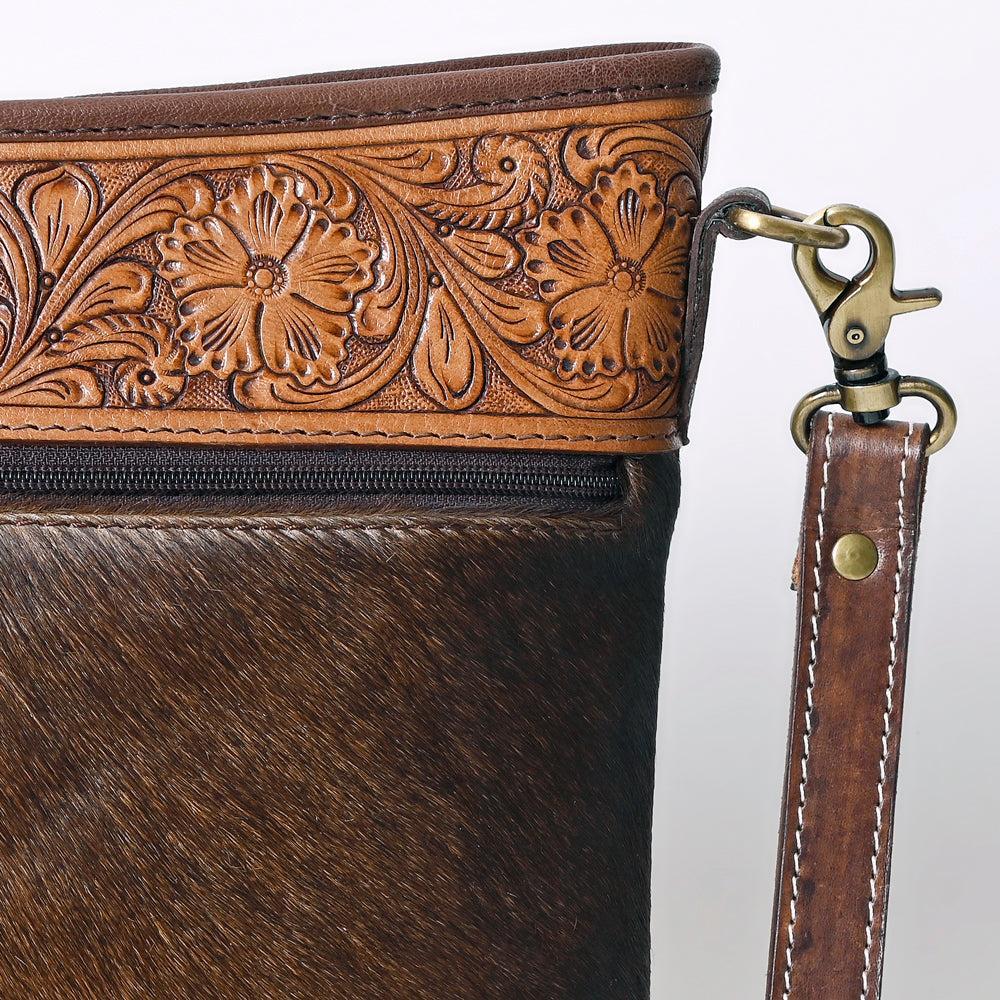 OHLAY MESSENGER Hand Tooled Hair-on Genuine Leather women bag western handbag purse