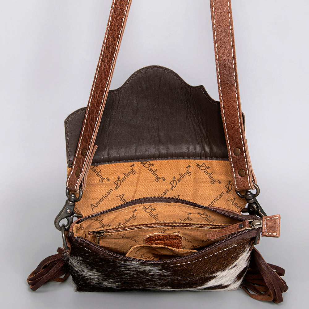 American Darling Adbg1050A Envelope Hand Tooled Hair-On Genuine Leather Women Bag Western Handbag Purse