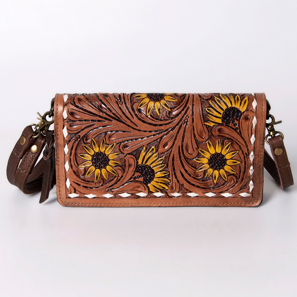American Darling Organiser Hair-On Hand Tooled Genuine Leather Women Bag Western Handbag Purse
