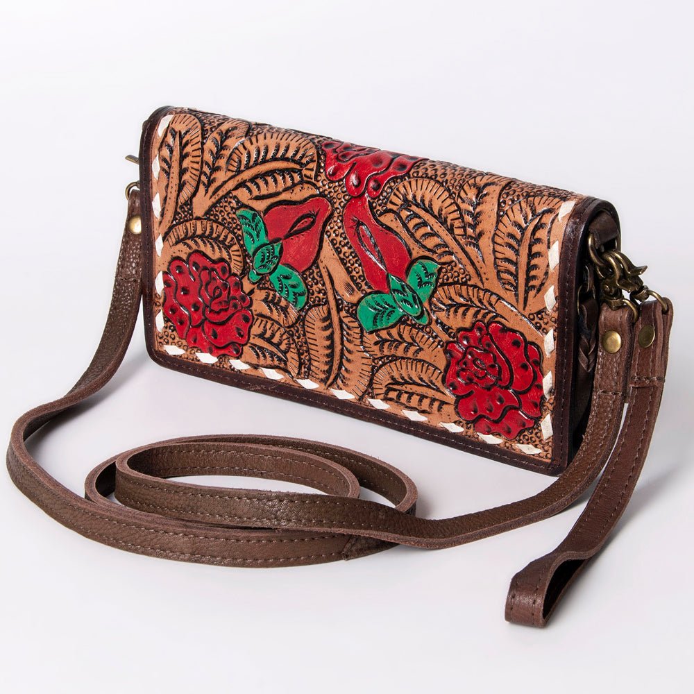 American Darling Organiser Hair-On Hand Tooled Genuine Leather Women Bag Western Handbag Purse