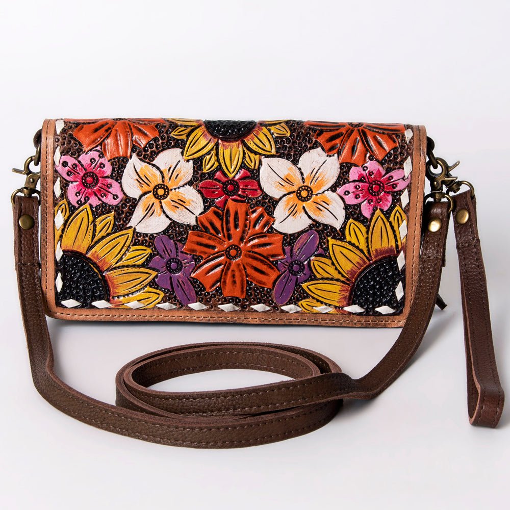 American Darling Organiser Hair-On Hand Tooled Genuine Leather Women Bag Western Handbag Purse