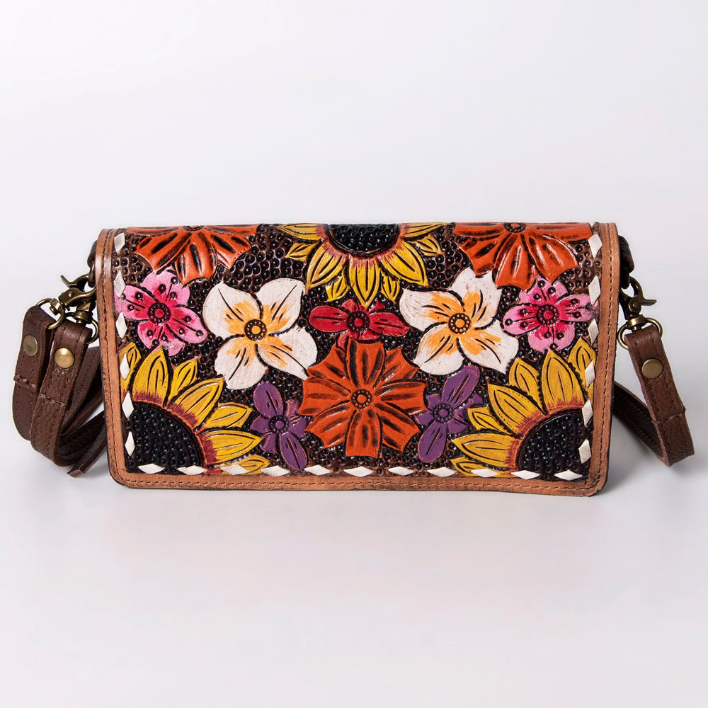 American Darling Organiser Hair-On Hand Tooled Genuine Leather Women Bag Western Handbag Purse