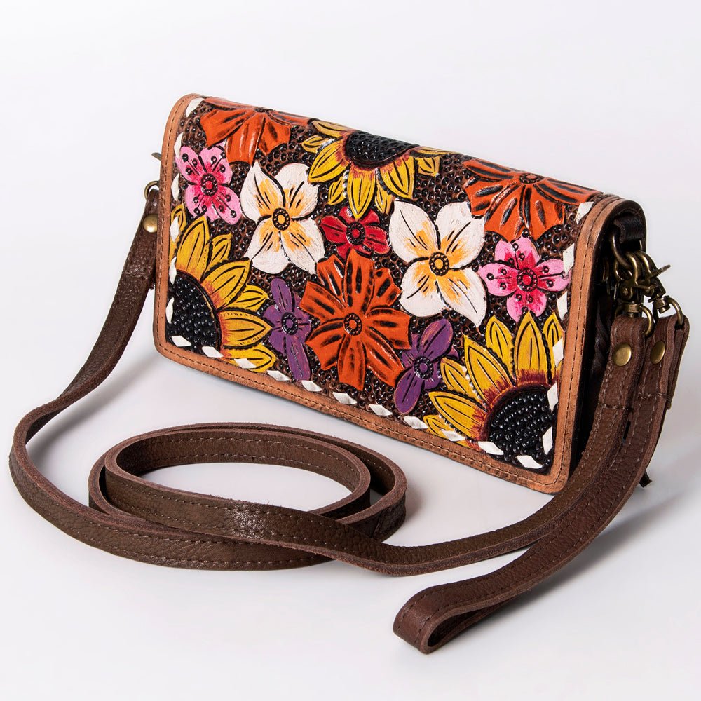 American Darling Organiser Hair-On Hand Tooled Genuine Leather Women Bag Western Handbag Purse
