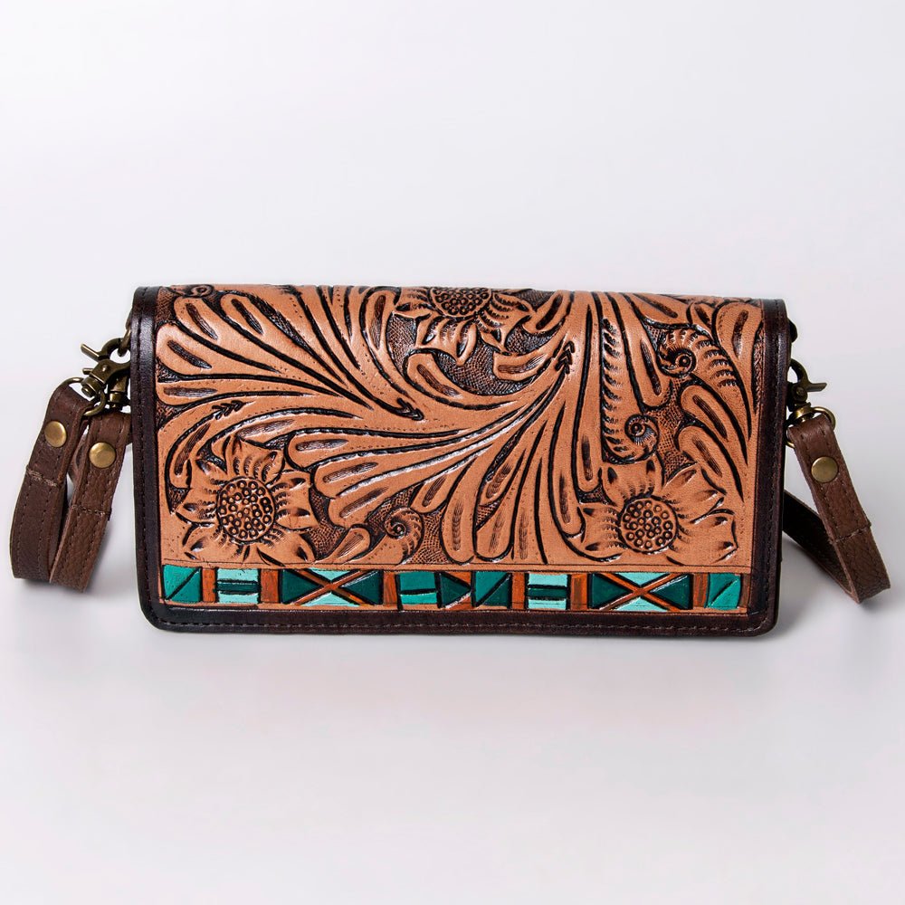 American Darling Organiser Hair-On Hand Tooled Genuine Leather Women Bag Western Handbag Purse