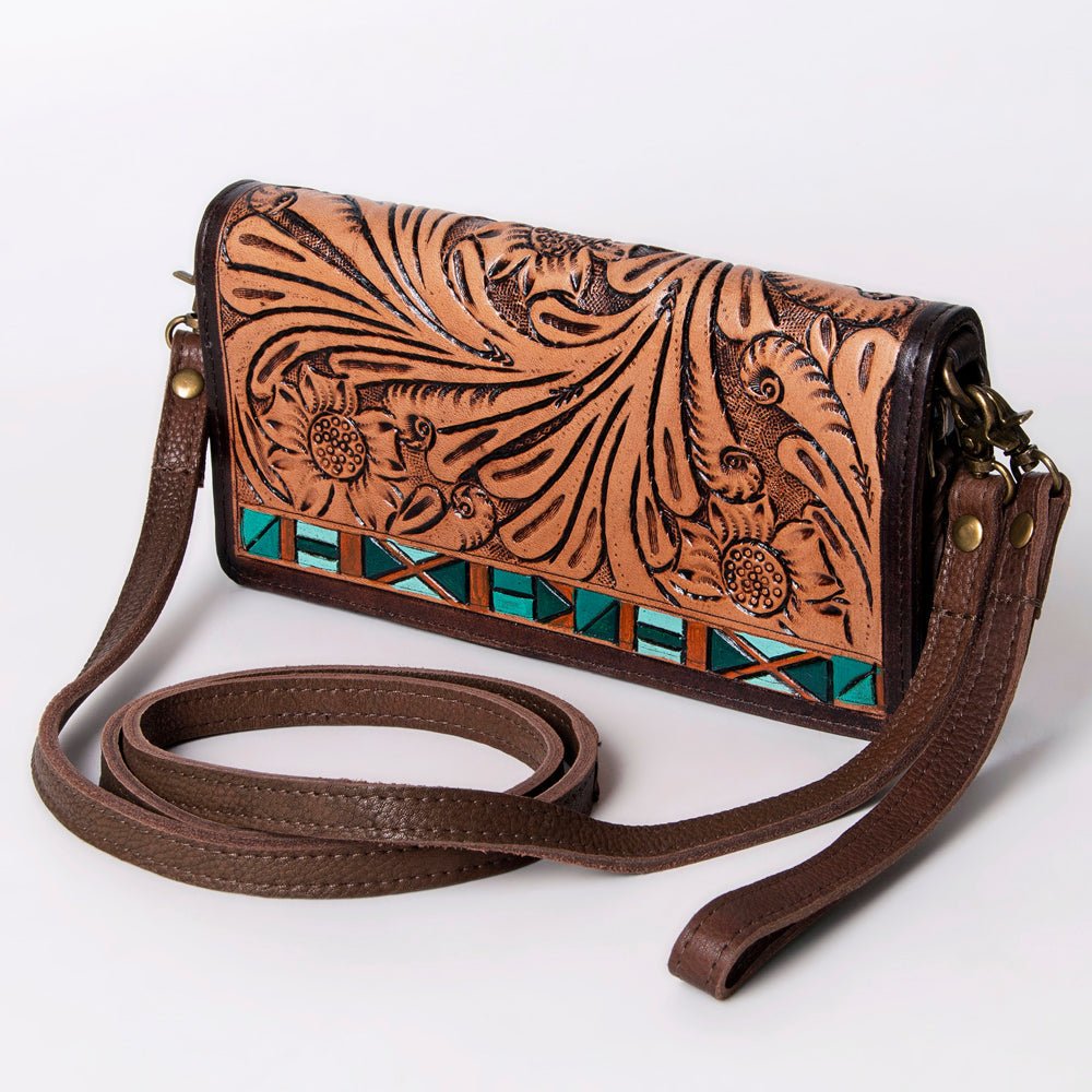 American Darling Organiser Hair-On Hand Tooled Genuine Leather Women Bag Western Handbag Purse