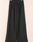Solid Tied High-Waist Pleated Sweatpants