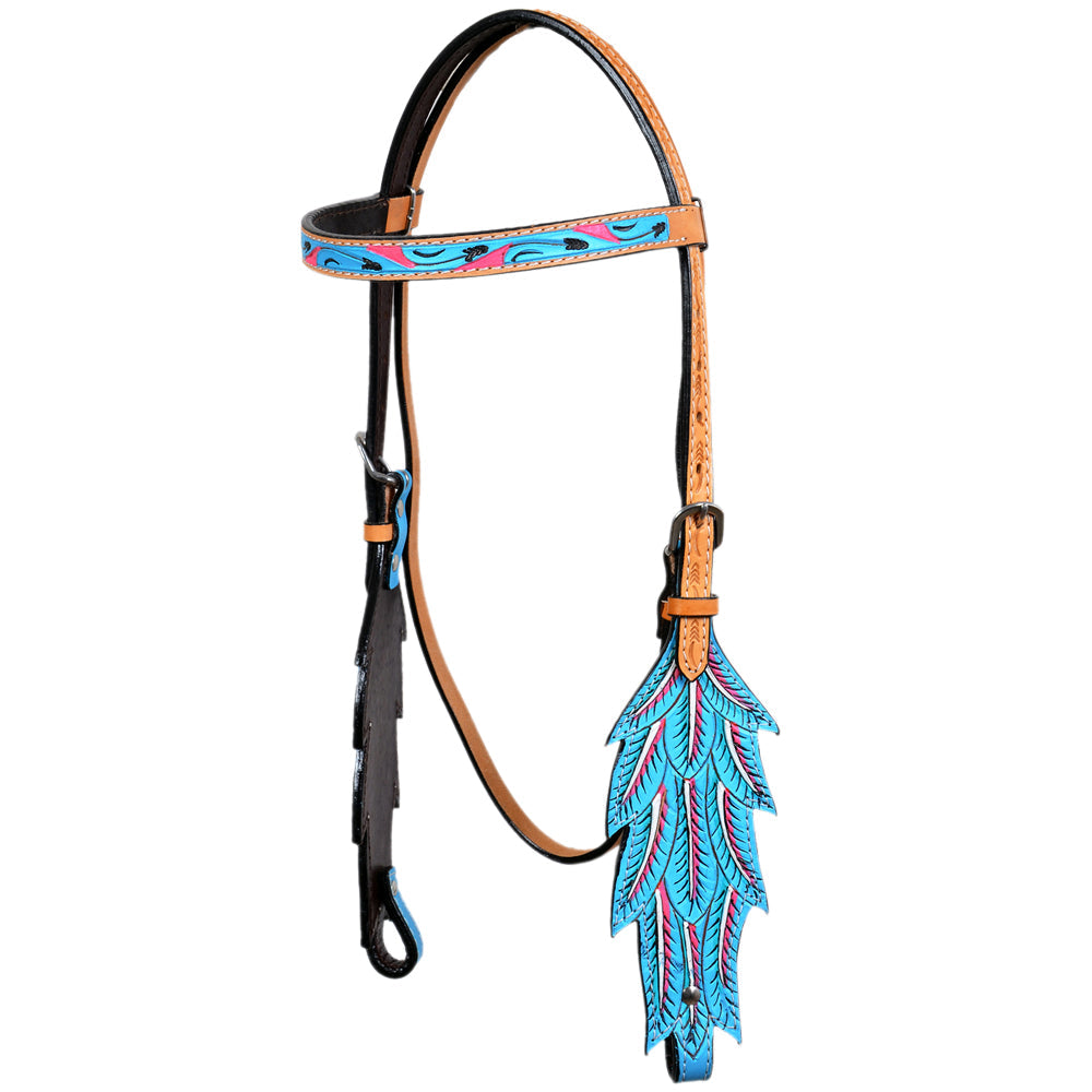 Hilason Western Horse Leather Headstall Tan