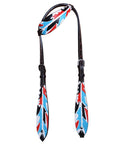 HILASON Western Horse Genuine Leather Printed One Ear Headstall Black