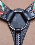 HILASON Western Horse Genuine Leather Printed Breast Collar Black