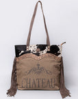 OHLAY KB512 TOTE Upcycled Canvas Embossed Hair-on Genuine Leather women bag western handbag purse