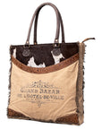 OHLAY KB518 TOTE Upcycled Canvas Hair-on Genuine Leather women bag western handbag purse