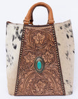 American Darling Hand Tooled Hair On Genuine Leather Women Bag Western Handbag Purse
