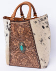 American Darling Hand Tooled Hair On Genuine Leather Women Bag Western Handbag Purse
