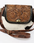American Darling Hand Tooled Hair On Genuine Leather Women Bag Western Handbag Purse