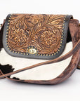 American Darling Hand Tooled Hair On Genuine Leather Women Bag Western Handbag Purse