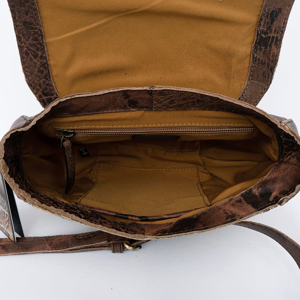 American Darling Hand Tooled Hair On Genuine Leather Women Bag Western Handbag Purse