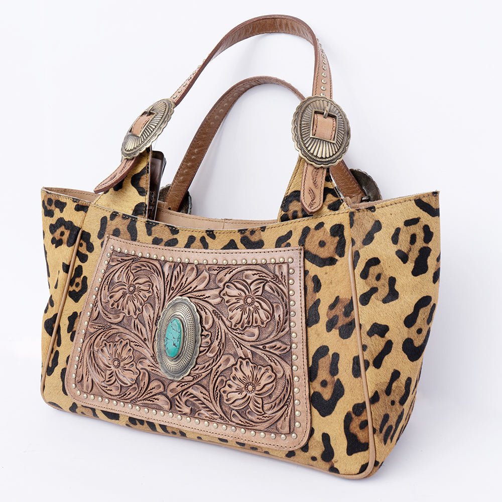 American Darling Hand Tooled Hair On Genuine Leather Women Bag Western Handbag Purse