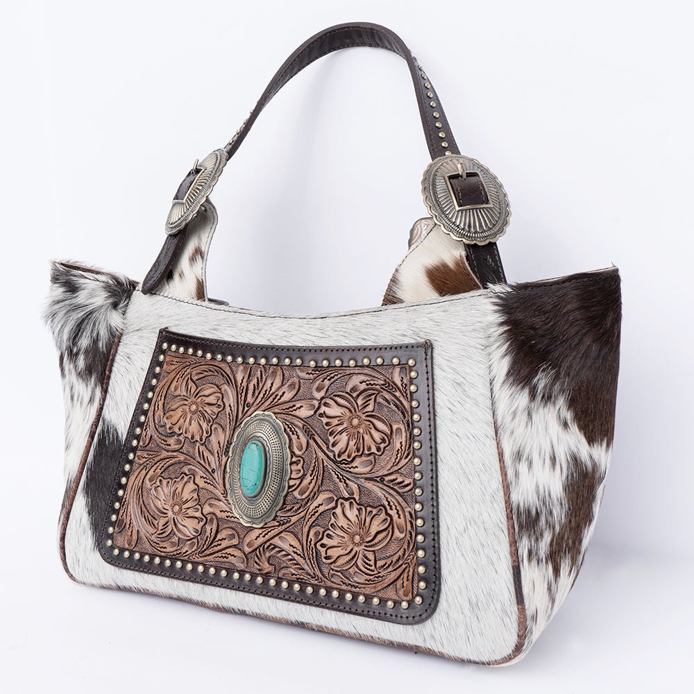 American Darling Hand Tooled Hair On Genuine Leather Women Bag Western Handbag Purse