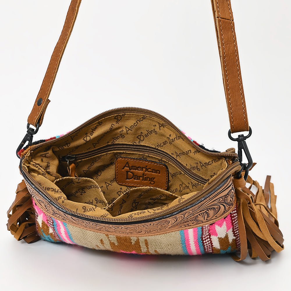 American Darling Cross Body Hand Tooled Saddle Blanket Genuine Leather Women Bag Western Handbag Purse