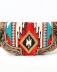 American Darling Small Cross body Bag Western Leather Hand Tooled Hand-Woven Saddle Blanket Genuine Leather 4.5x9