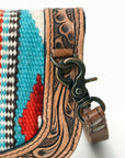 American Darling Small Cross body Bag Western Leather Hand Tooled Hand-Woven Saddle Blanket Genuine Leather 4.5x9